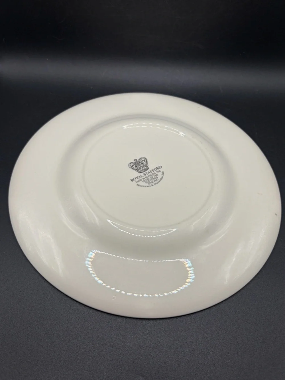 Pair Royal Stafford English Pottery Skull Plates, Skeleton Dishes Goth Tableware